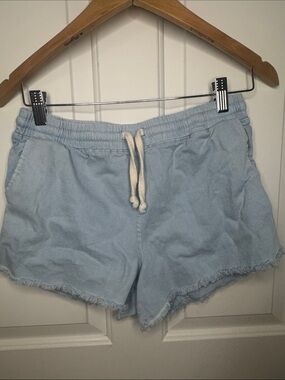 Double Zero Light Blue Drawstring Denim Shorts